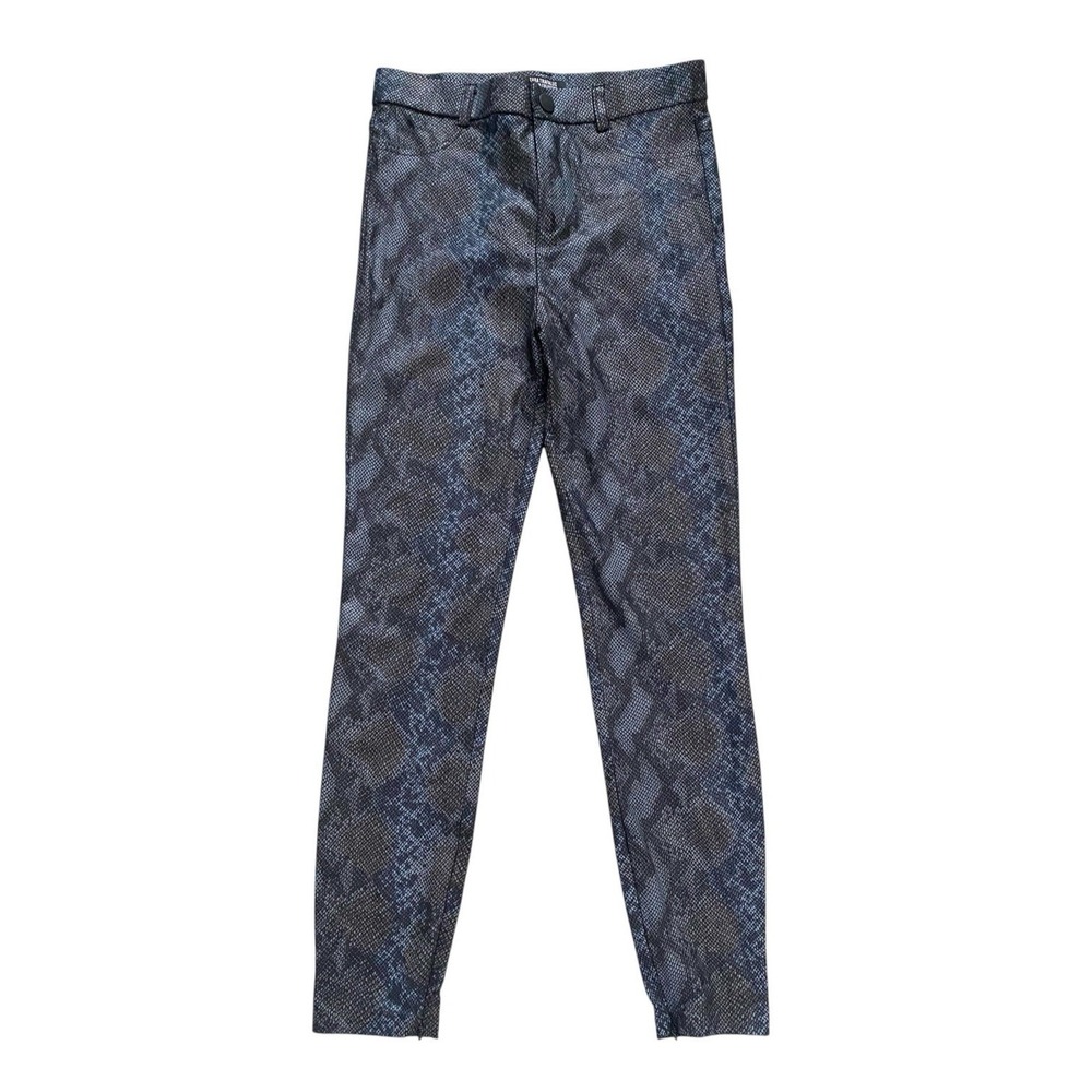 Zara Womens Snakeskin Print Leggings Size 28 Blue Grey Black 28" Zip Ankle